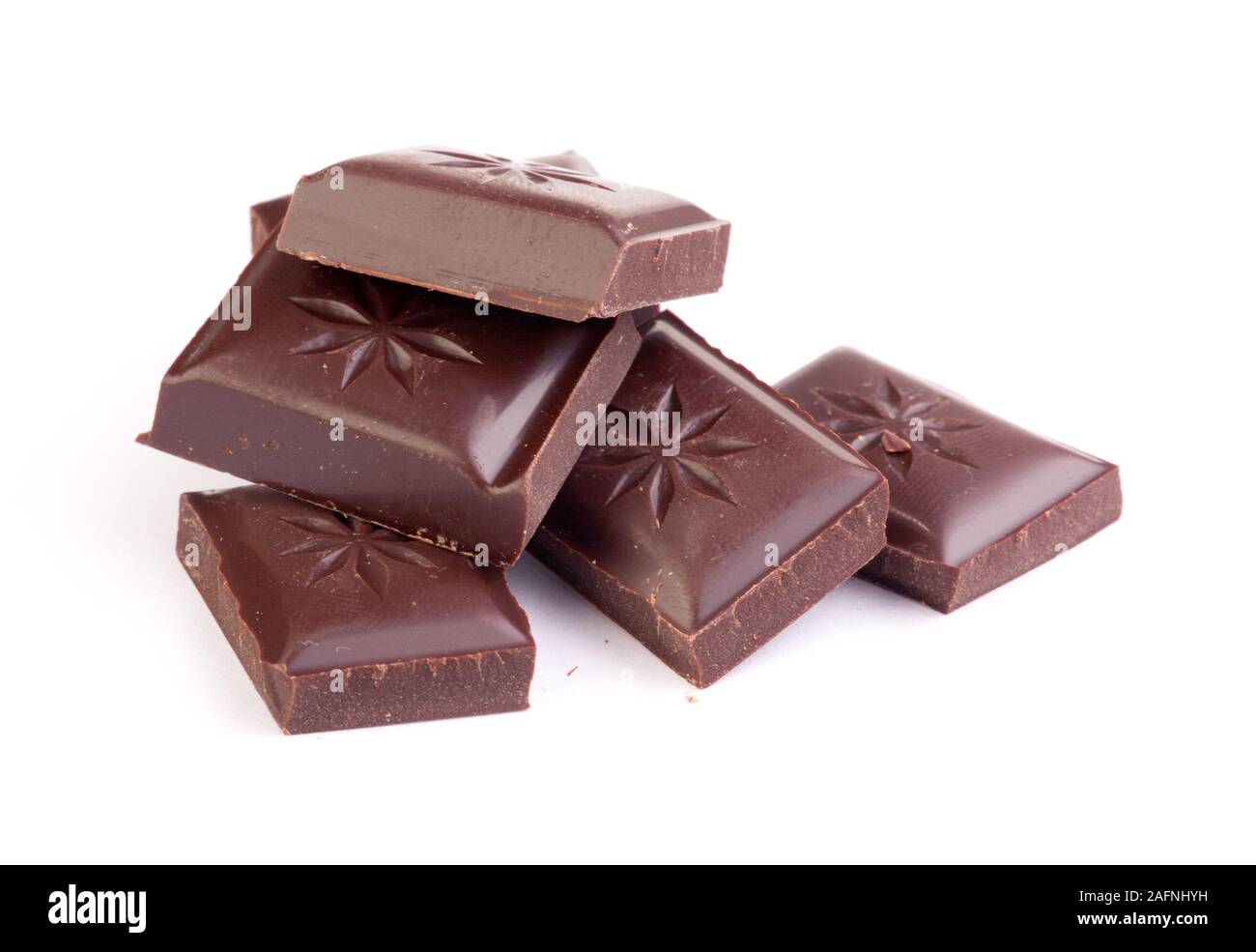 Dunkle Schokoladenbrocken Stockfoto