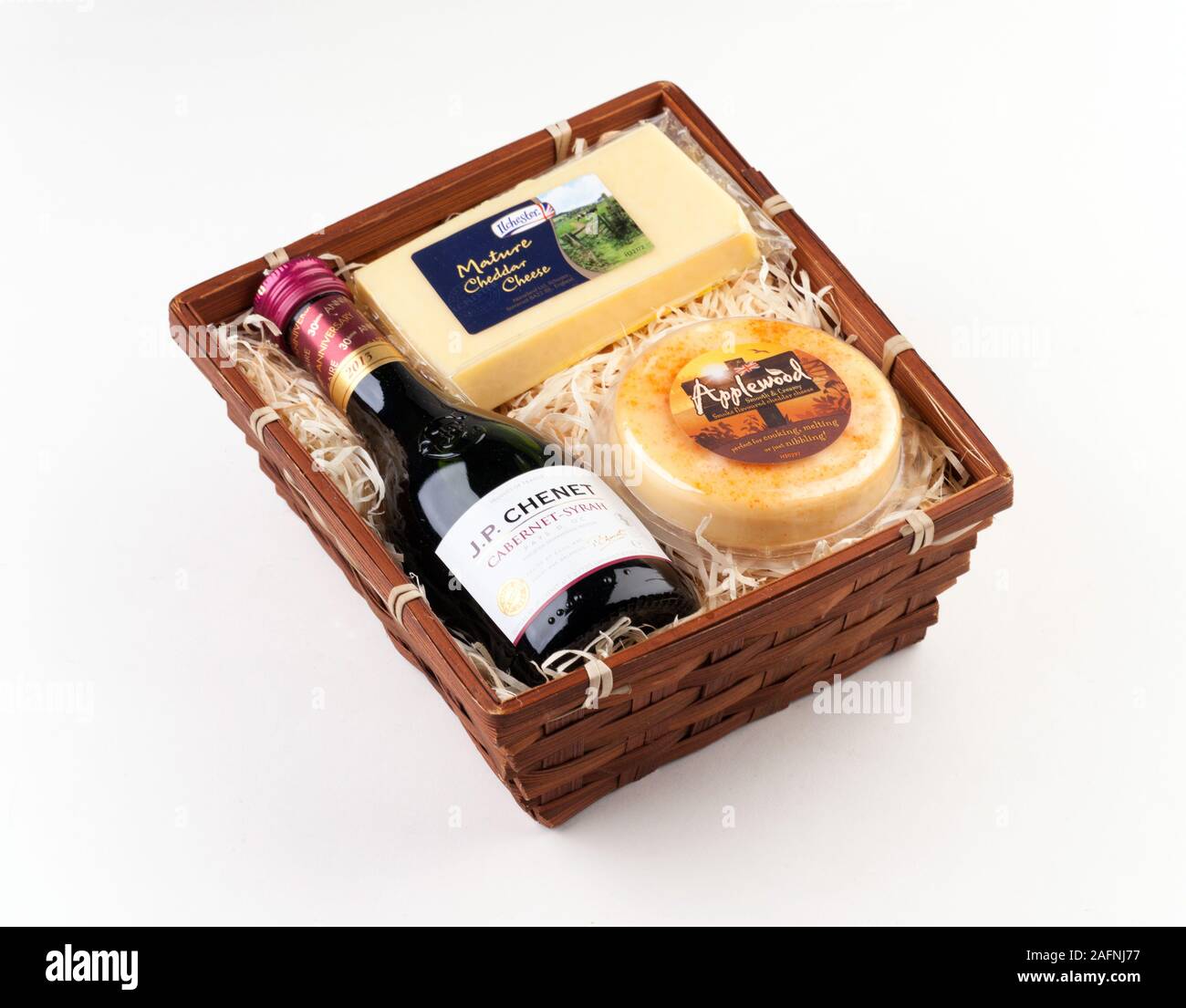 Geschenkset für Käse und Wein Stockfoto