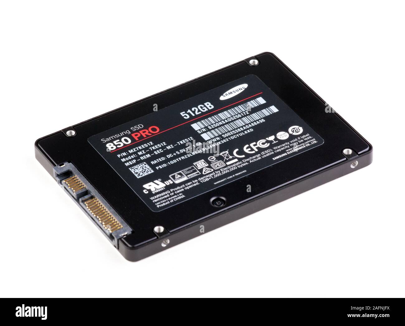 Samsung SSD Solid-State-Laufwerksspeicher mit 512 GB Größe Stockfoto