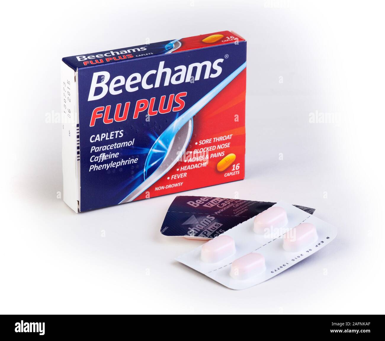 Beechams Grippe Plus Caplets/Tabletten Stockfoto