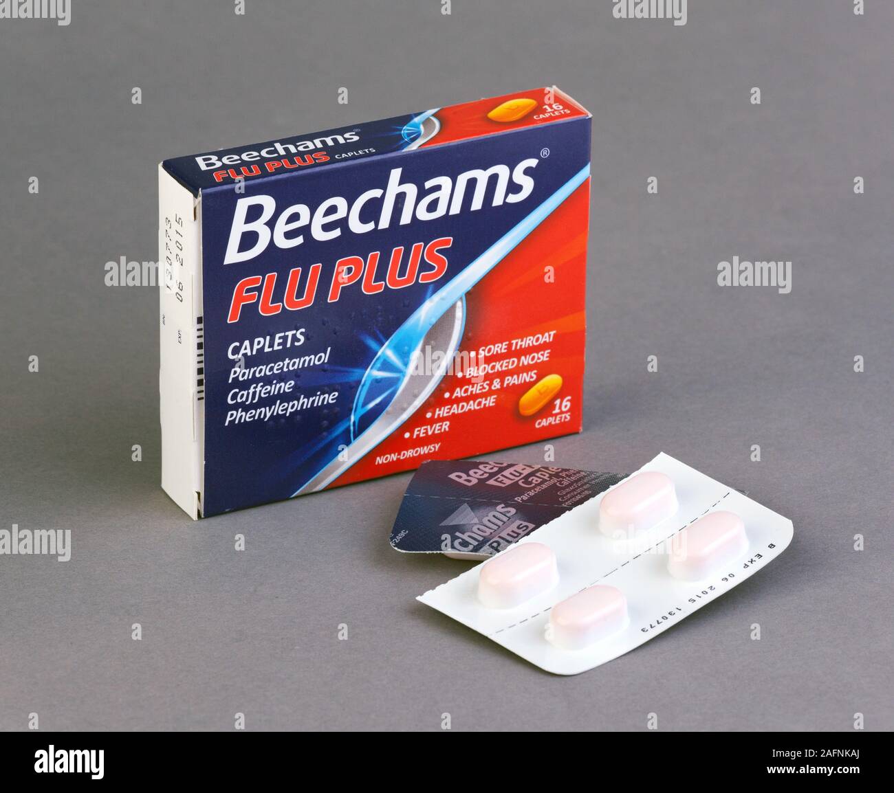 Beechams Grippe Plus Caplets/Tabletten Stockfoto