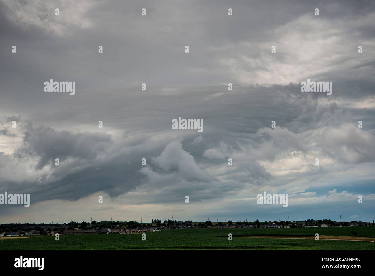 Franklin, Iowa. Gewitterwolken, die sehr starken Wind, Regen und Hagel produziert. Stockfoto