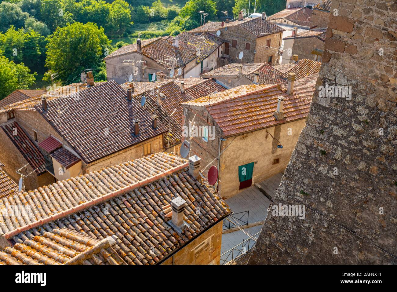 Straßen und Gebäude von onano in Latium, Italien Stockfoto