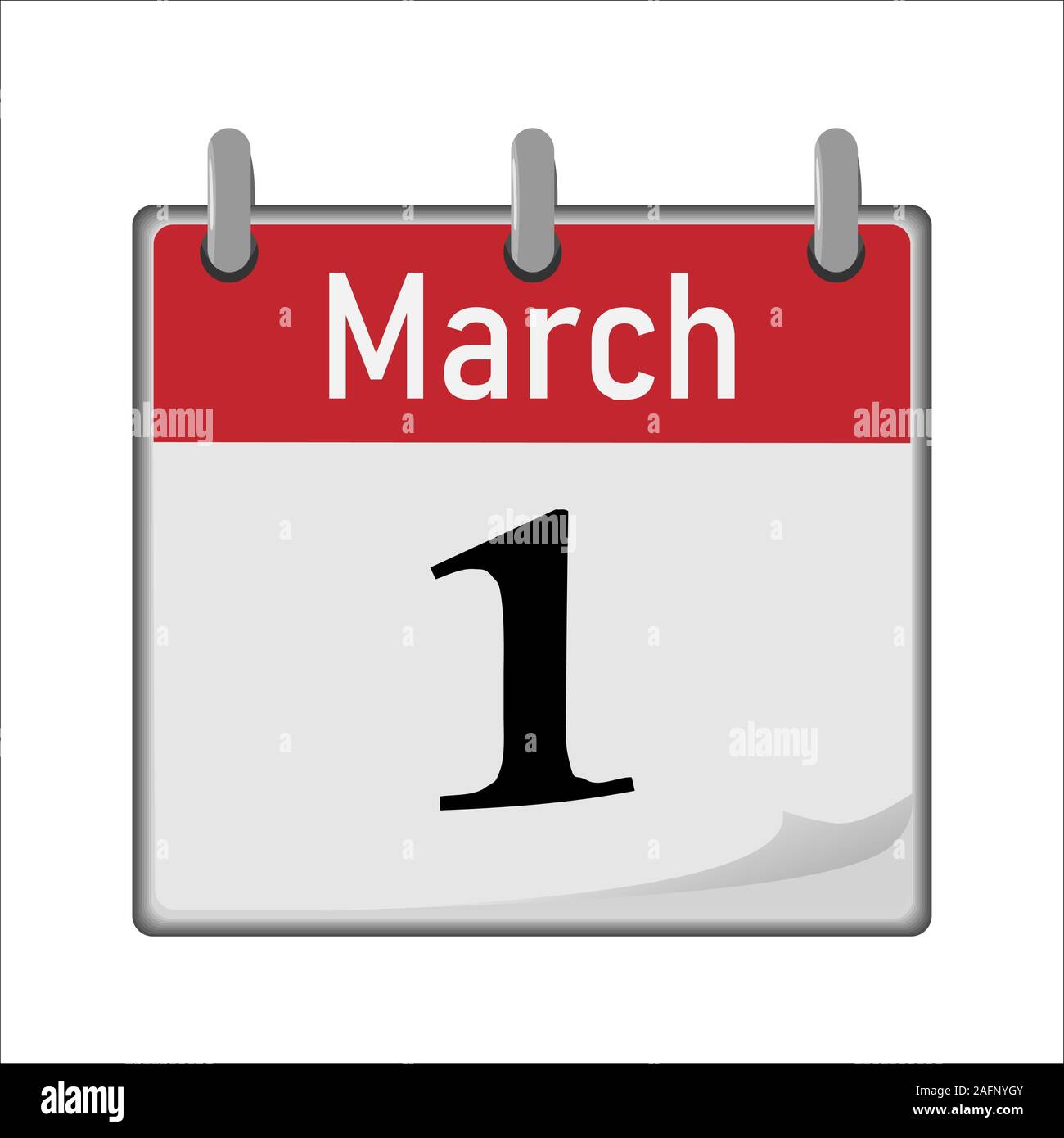 Symbol "Kalender" ist die erste Zahl des Monats. Stock Vektor