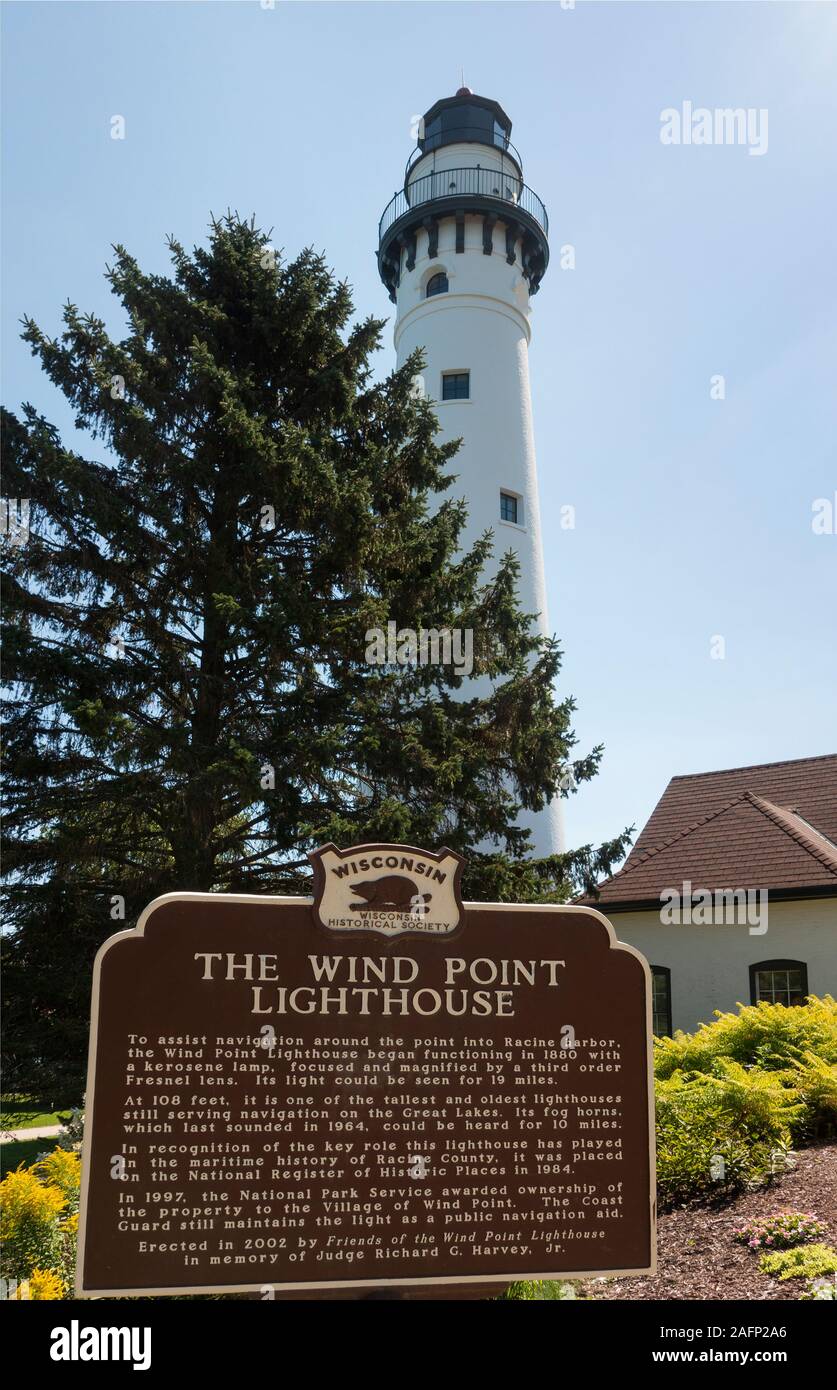 Wind Point Light House in Wisconsin Stockfoto