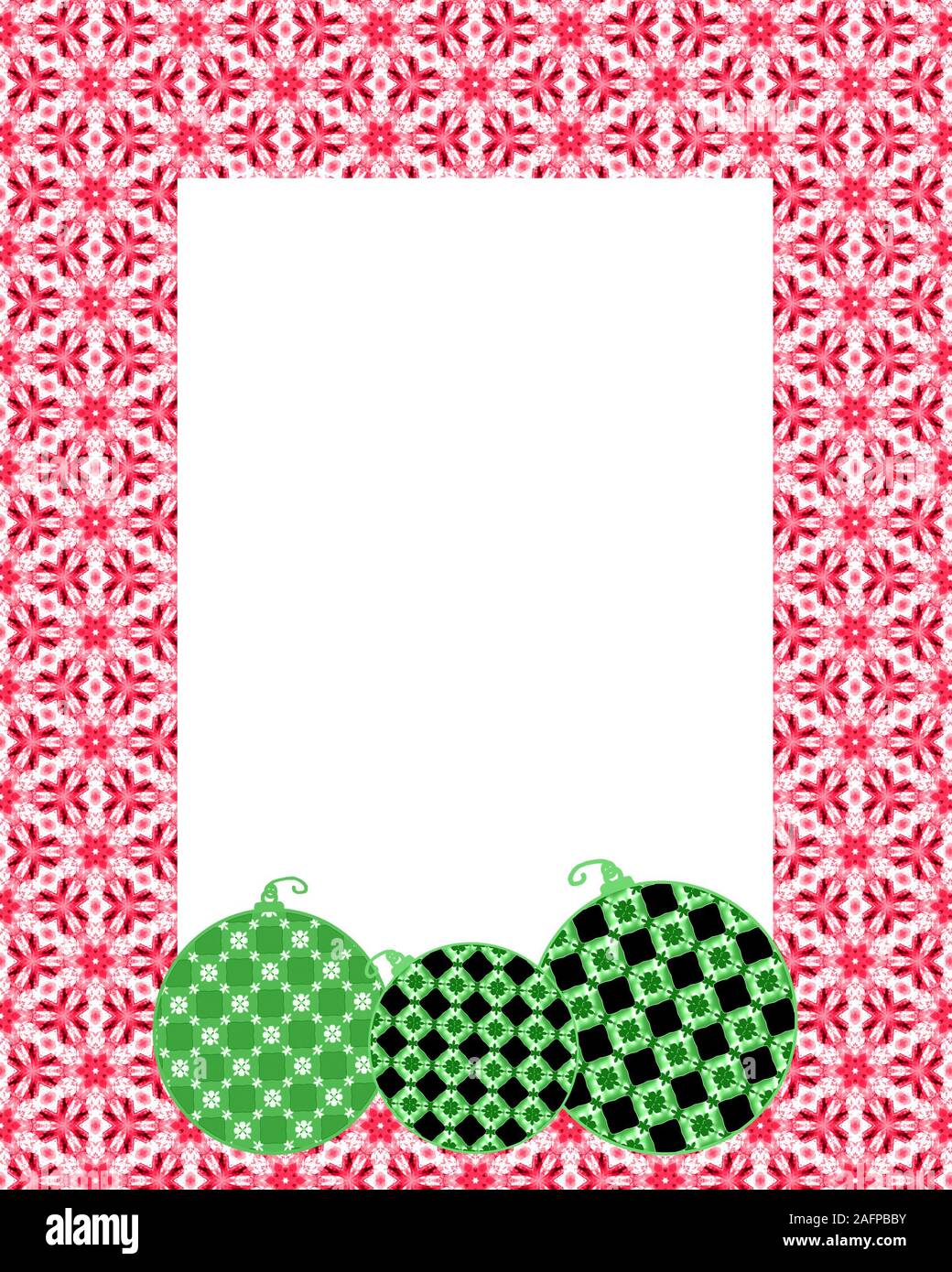 Red christmas Muster senkrechten Rahmen mit grünen Ornamenten verziert ein Designelement Vorlage für Ihren Urlaub Hintergrund oder Grußkarte Stockfoto
