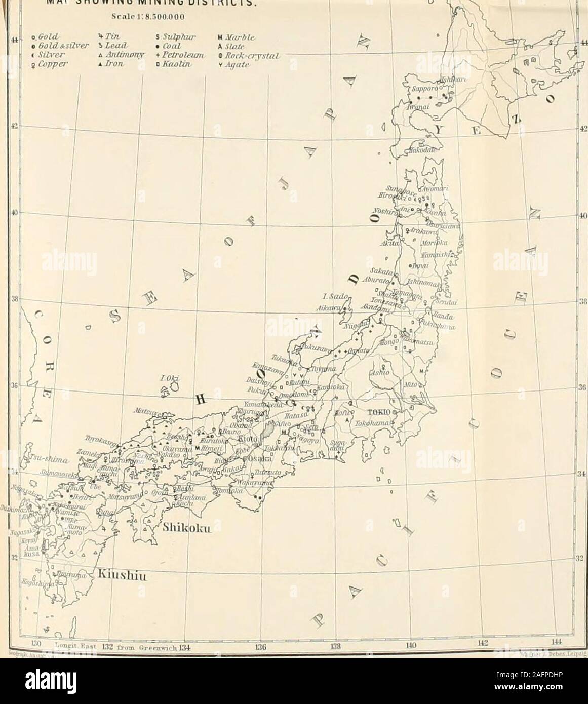 . Die Industrien von Japan: Zusammen mit einem Konto der Land-, Forst-, Kunst und Kommerz. Von Reisen und Forschungen auf Kosten der preußischen Regierung durchgeführt. U02 rapl. Anstali van 138 140 JAPAN: KARTE MIT BERGBAU BEZIRKE Srale]: 8.500 Noo. I.-Englisch und Latein INDEX. Abies Alcockiana, 235. bicolor, 235.firma, 214, 235. Jesoensis, 236. Polita Menziesii, 236., 235. Tsuga, 214. Veitchii, 235. Abietinea?, 235-238. Acanthopax ricinifolia, 248. Akklimatisierung, 274. Acer japonicum cratregifolium, 285., 252., 251. polymorphum Palmatum, 45, 272., 251. Acerinece Aconitum Fischeri, 1 Stockfoto