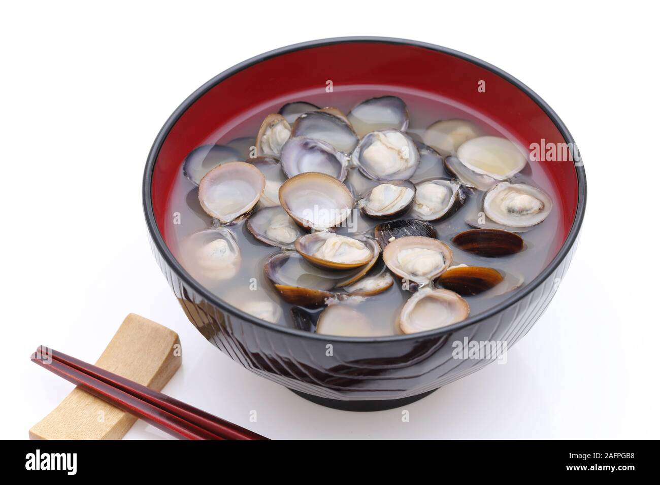 Japanisches Essen, Miso Suppe von shijimi in einer Schüssel auf Fach Stockfoto