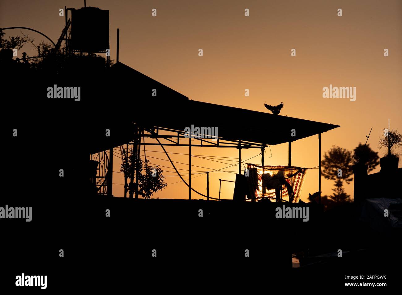 Sonnenaufgang in der Innenstadt von Kathmandu Nepal Stockfoto