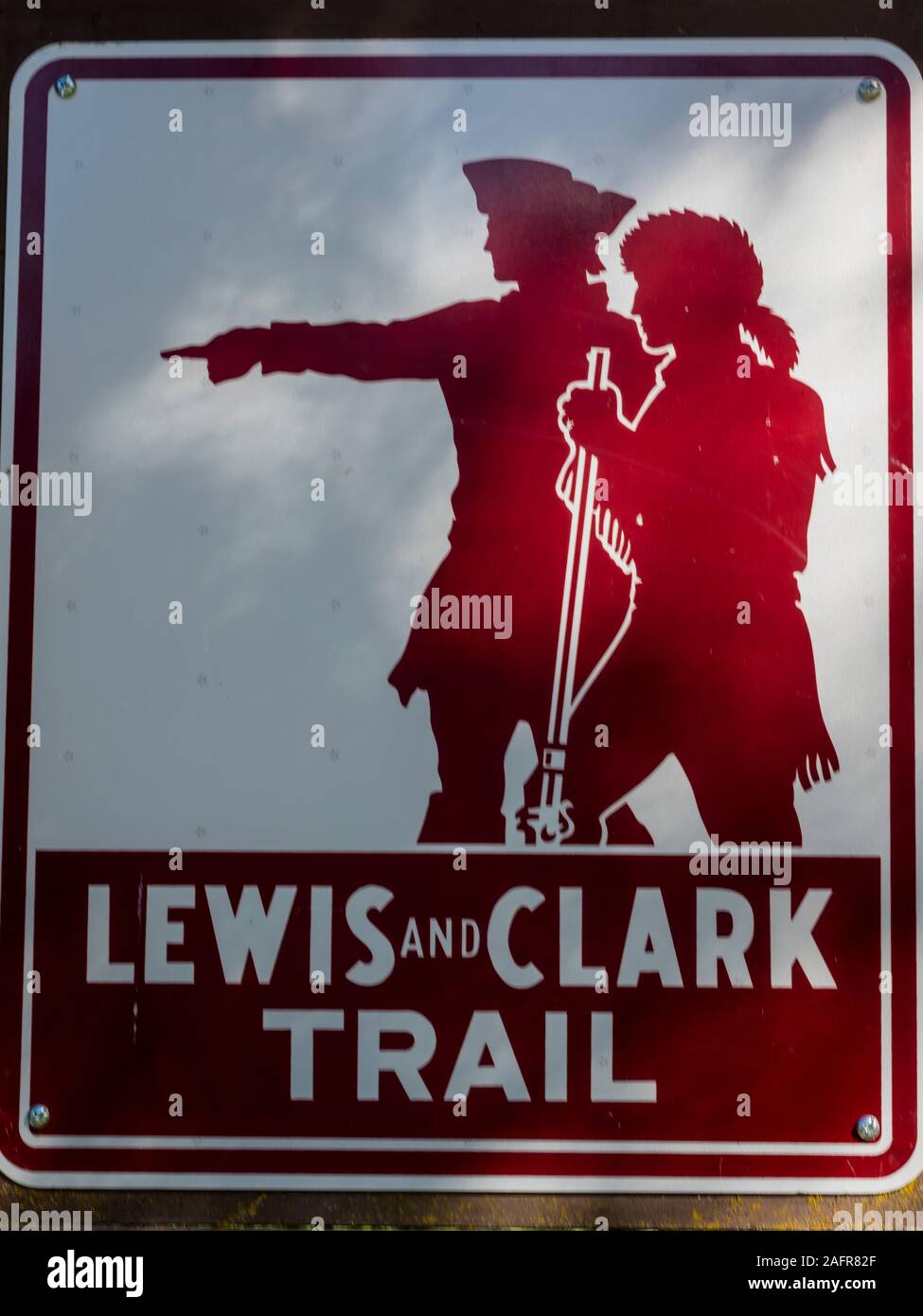 Mai 2019, USA-Straße Schilder entlang der Lewis und Clark Expedition Trail Stockfoto