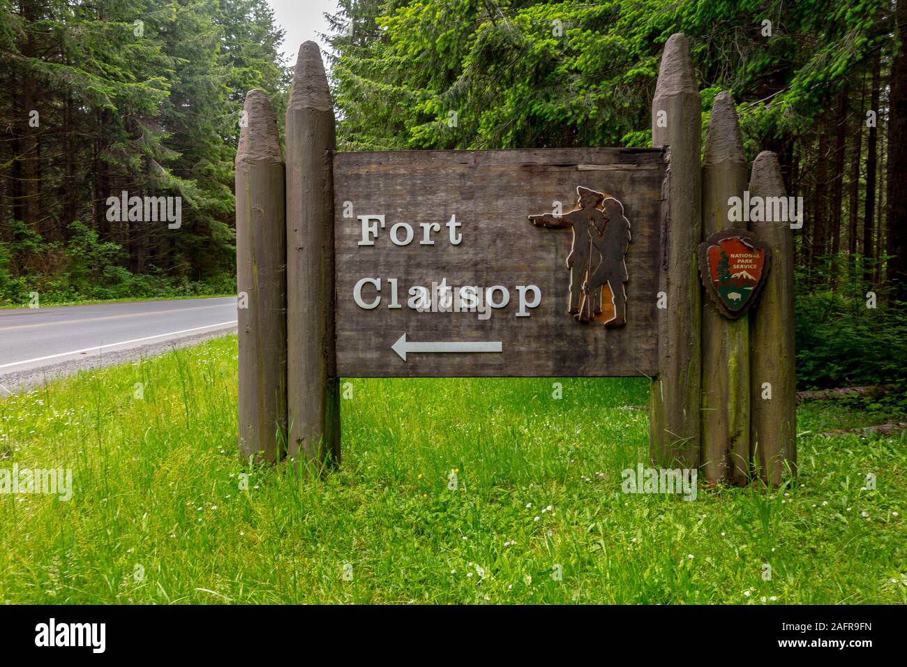 28. Mai 2019, Astoria, Oregon, USA - historische Fort Clatsop, Oregon, Standort der Lewis und Clark Expedition - 1804-1806 außerhalb von Astoria, Oregon Stockfoto