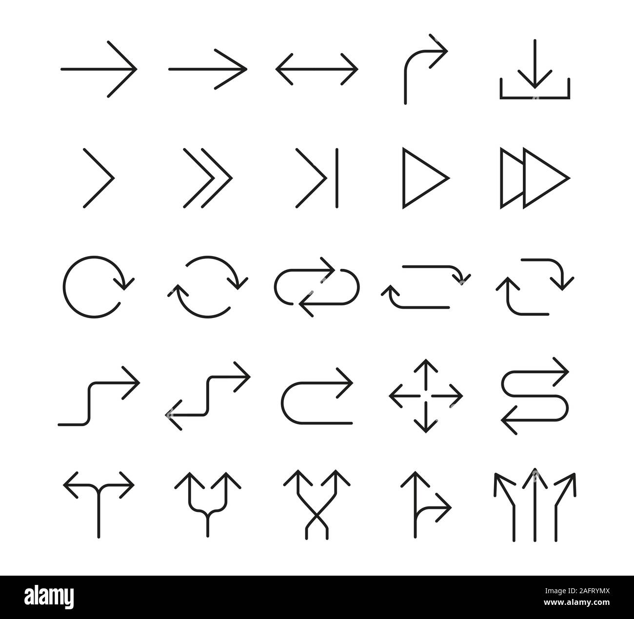 Linie Pfeil einstellen. Vector Illustration, flache Bauweise Stock Vektor