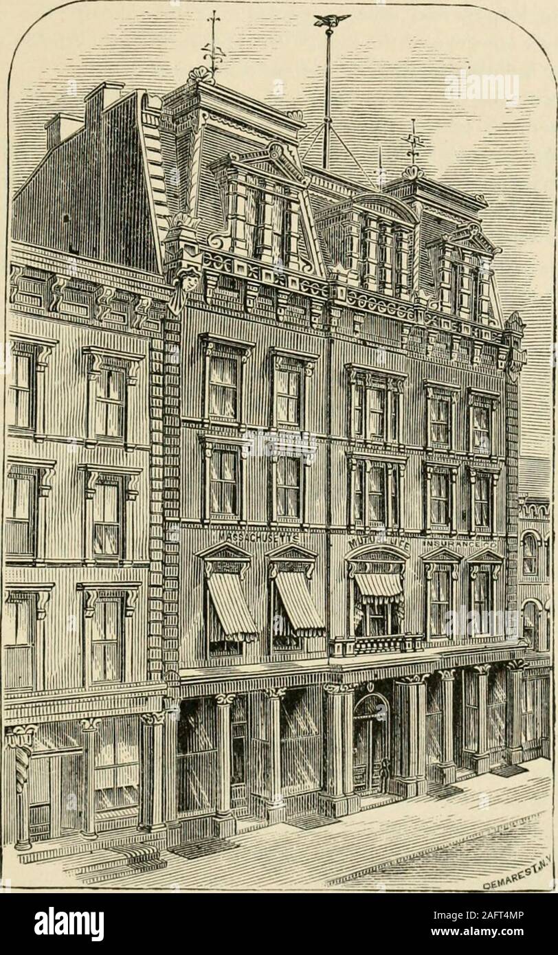 . King's Handbook von Springfield, Massachusetts: eine Reihe von Monographien, historische und beschreibend. y, und George B. Krämer, von Manchester, N.H.; George C. Kimball von Grand Rapids, Mich.; James M. Warner ofAlbany, N.Y.; Martin A. Knapp von Syracuse, N.Y.; John R. Redfield ofHartford, Anschl.; Remington Vernam und John F. Anderson von New York: und John K. Marshall von Brookline, Massachusetts der Sitz der Gesellschaft wurde in gemieteten Räumen Füß Block von 1851 bis Anfang 1868, wenn es um die unternehmenseigene Hand - einige und bekannte Gebäude auf der Main Street entfernt. Der nächste Schritt war eine asudden; fo Stockfoto