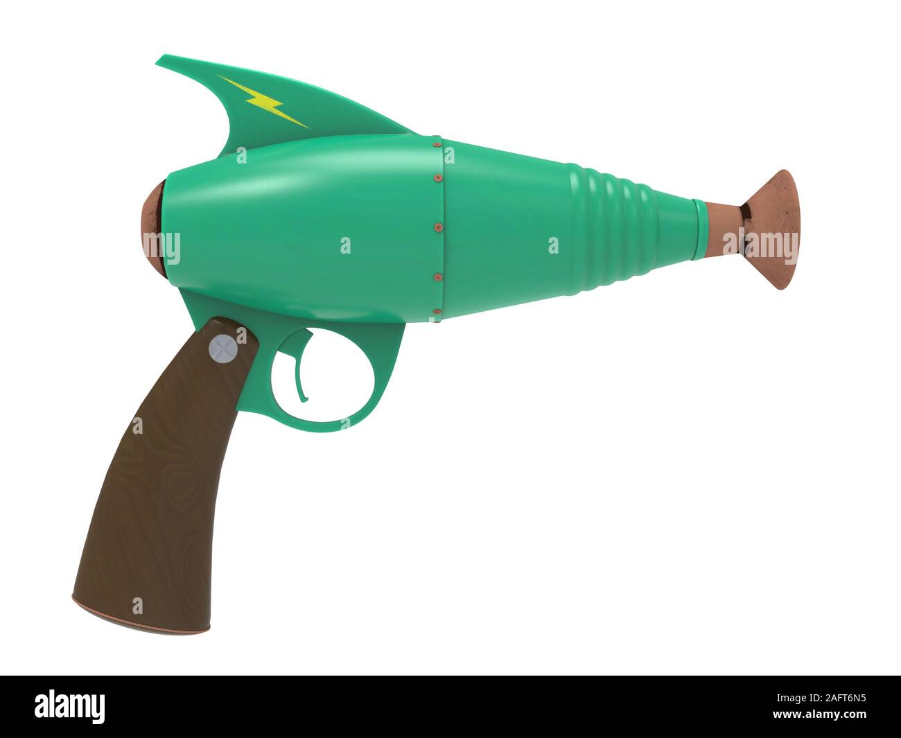 Spielzeug Ray Gun auf soliden Hintergrund Blaster Pistole Laser retro Waffe  Render 3D-Darstellung Stockfotografie - Alamy