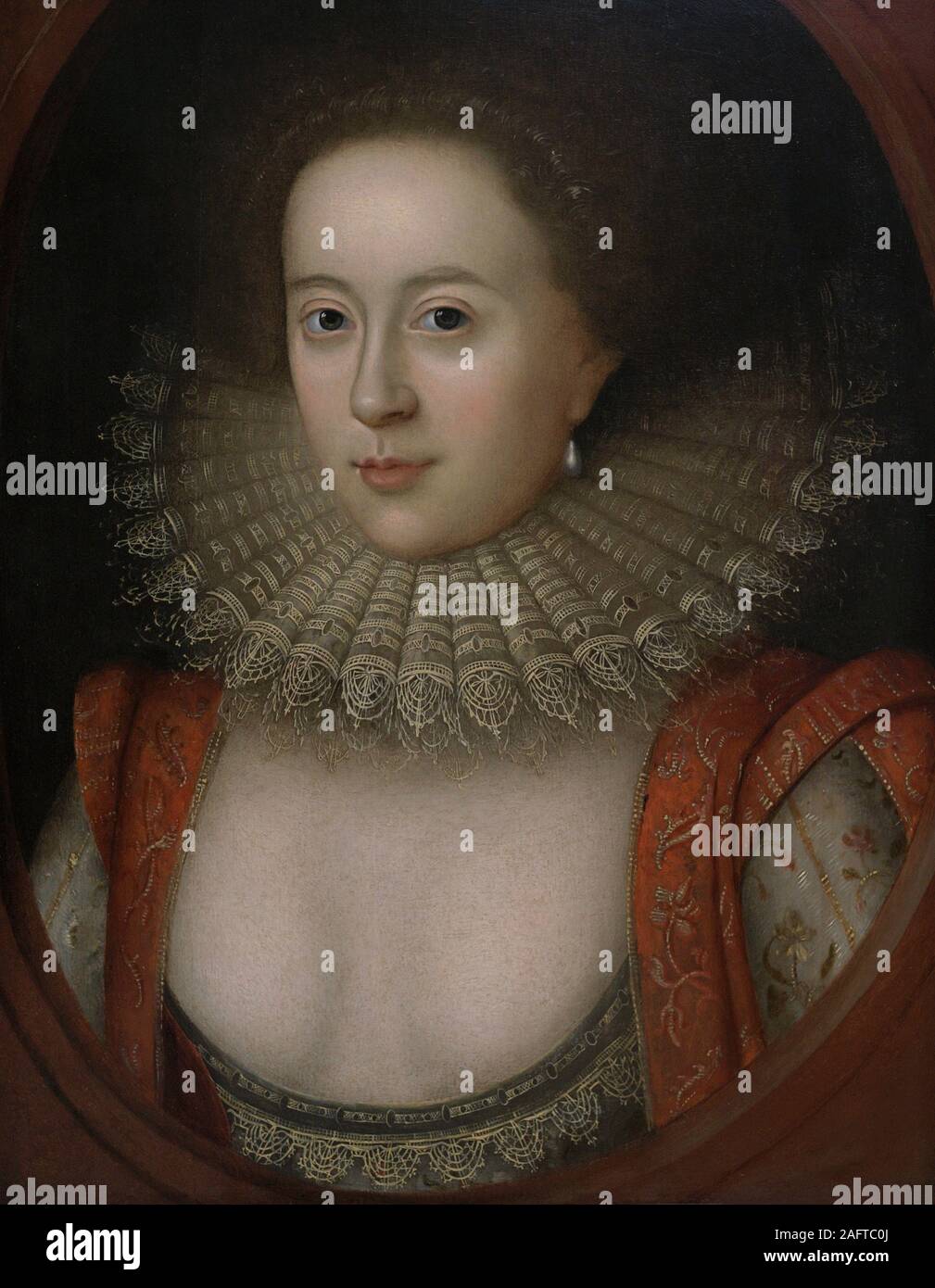 Frances Carr, Condesa de Somerset (1590-1632). Edle inglesa. Figura zentrale en el escándalo y asesinato, durante El reinado de Jacobo ICH, de Sir Thomas Overbury. Retrato realizado en el Taller de Willliam Larkin (m. 1619). Oleo sobre Tabla, h. 1615. National Portrait Gallery. Londres Inglaterra. Stockfoto