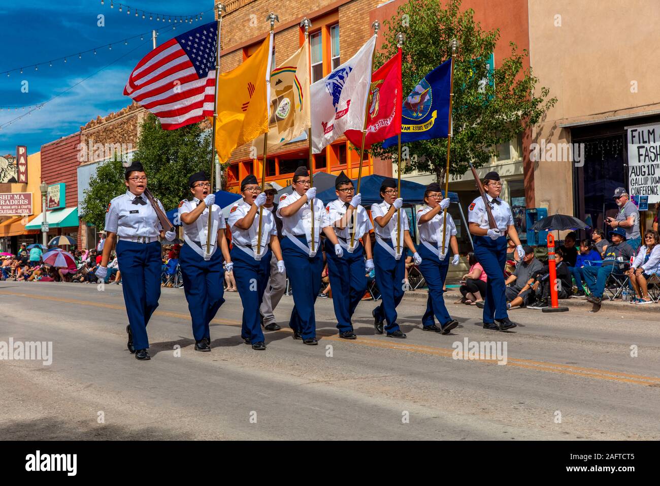 AUGUST 10, 2019 - Gallup, New Mexico, USA - Porträts der gebürtigen Amerikaner & Navajo am 98th Gallup Inter-tribal Indian Ceremonial, New Mexico Stockfoto