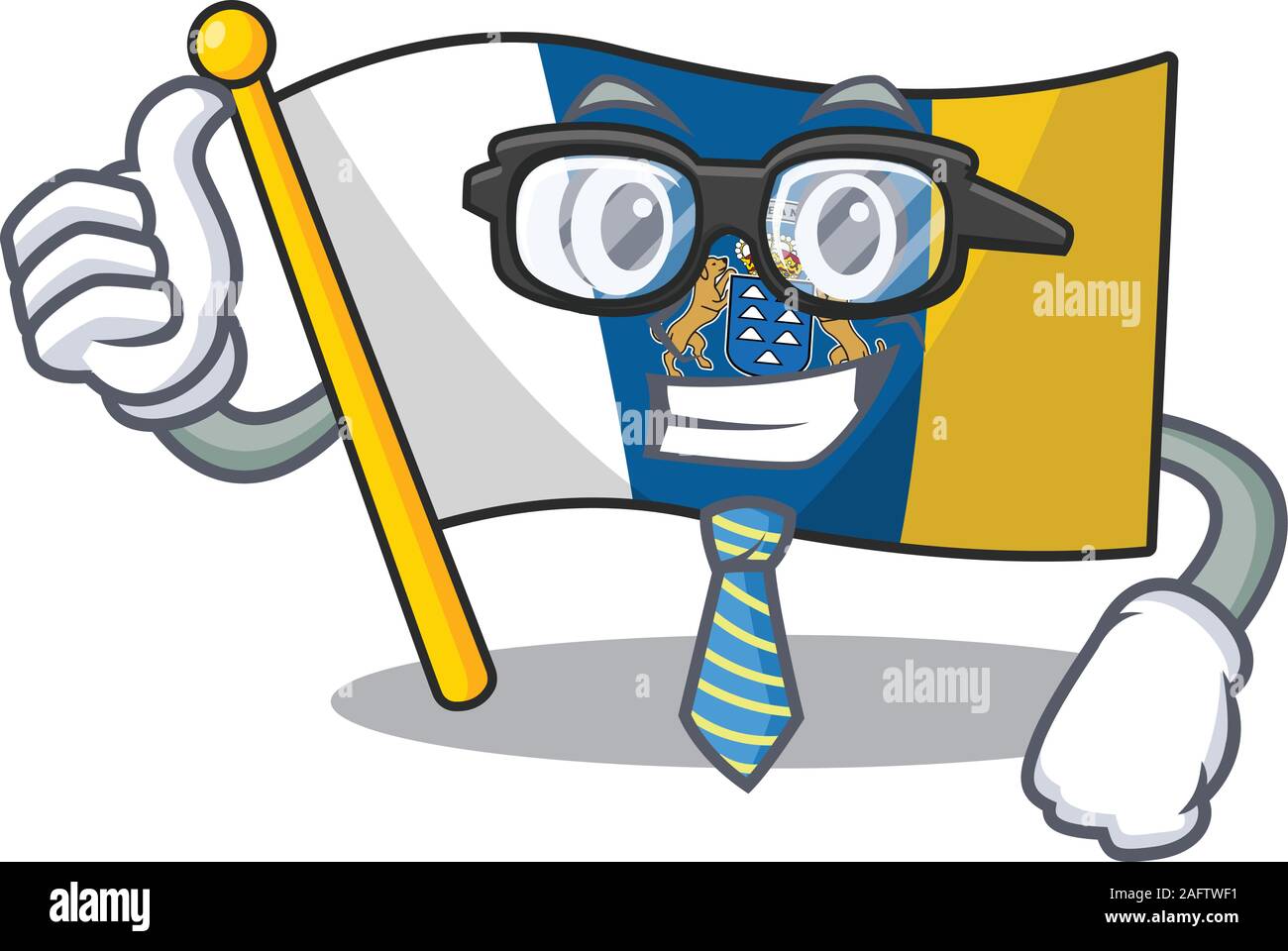 Kühle Geschäftsmann Flagge kanarische Insel Blättern Zeichentrickfigur mit Brille Stock Vektor