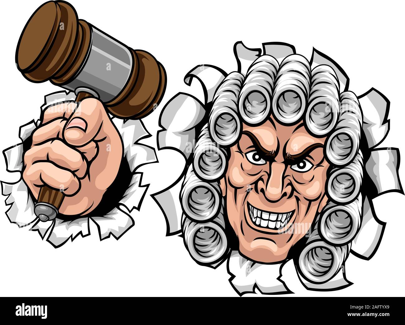 Beängstigend Richter Zeichentrickfigur Stock Vektor