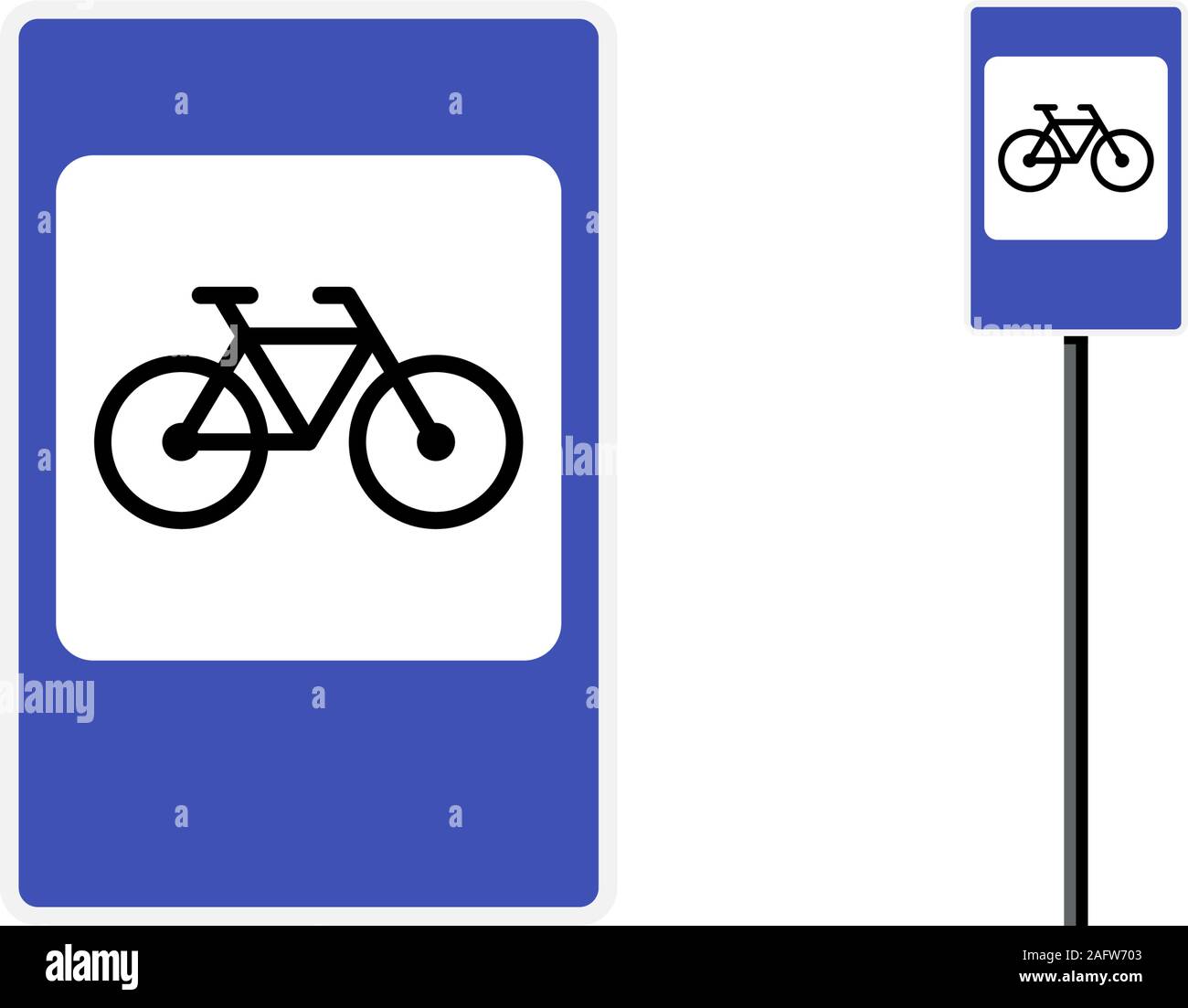 Fahrrad parken blauen rechteckigen Beschilderung auf weißem Hintergrund. Fahrrad Radverkehr Verordnung Schild Vector Illustration Stock Vektor