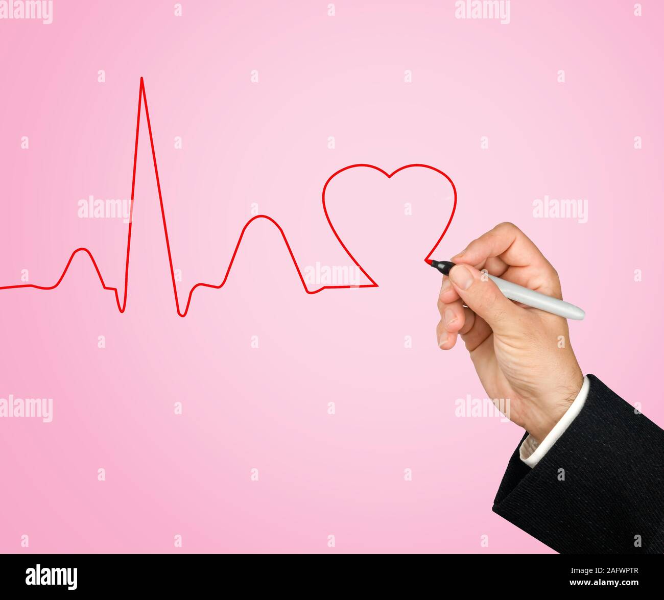 Zeichnung der EKG-Kurve Stockfoto