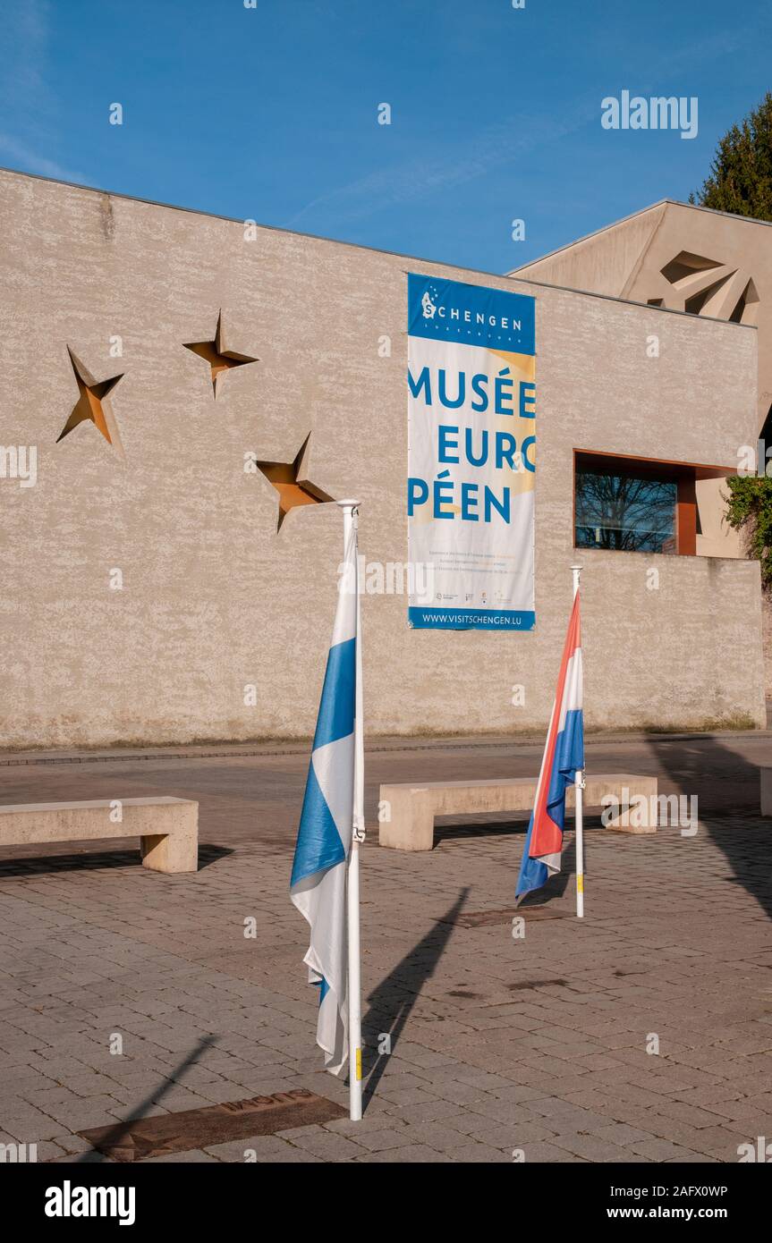 Das Europäische Zentrum und Museum in Schengen. Es ist der Geschichte des Schengener Abkommens gewidmet. Luxemburg Stockfoto