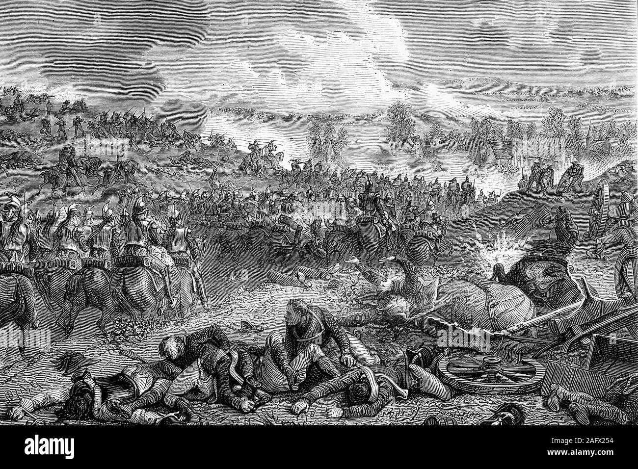 Schlacht von Leipzig. Oktober 1813. Napoleonischen Kriege. Antike Abbildung. 1890. Stockfoto