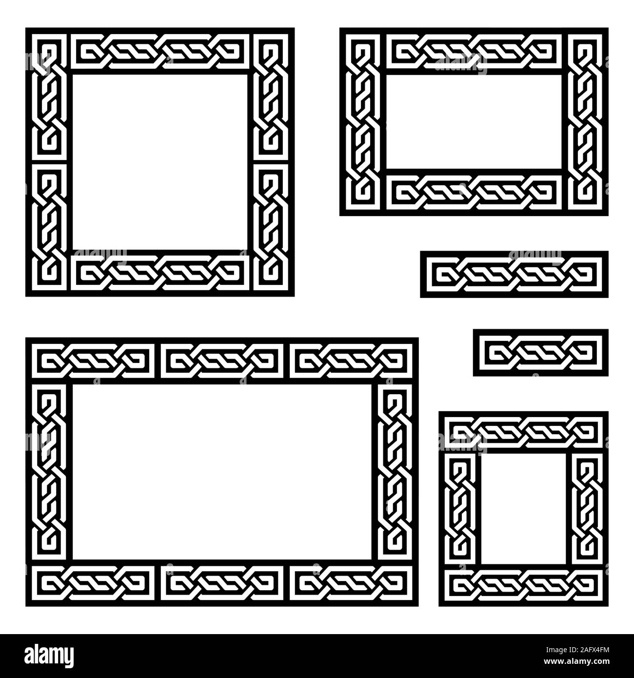 Celtic vektor Rahmen oder Muster Sammlung Square und ractangle Formen - Irische Knoten, geflochtene Design perfekt für Grußkarte Hochzeit invitati Stock Vektor