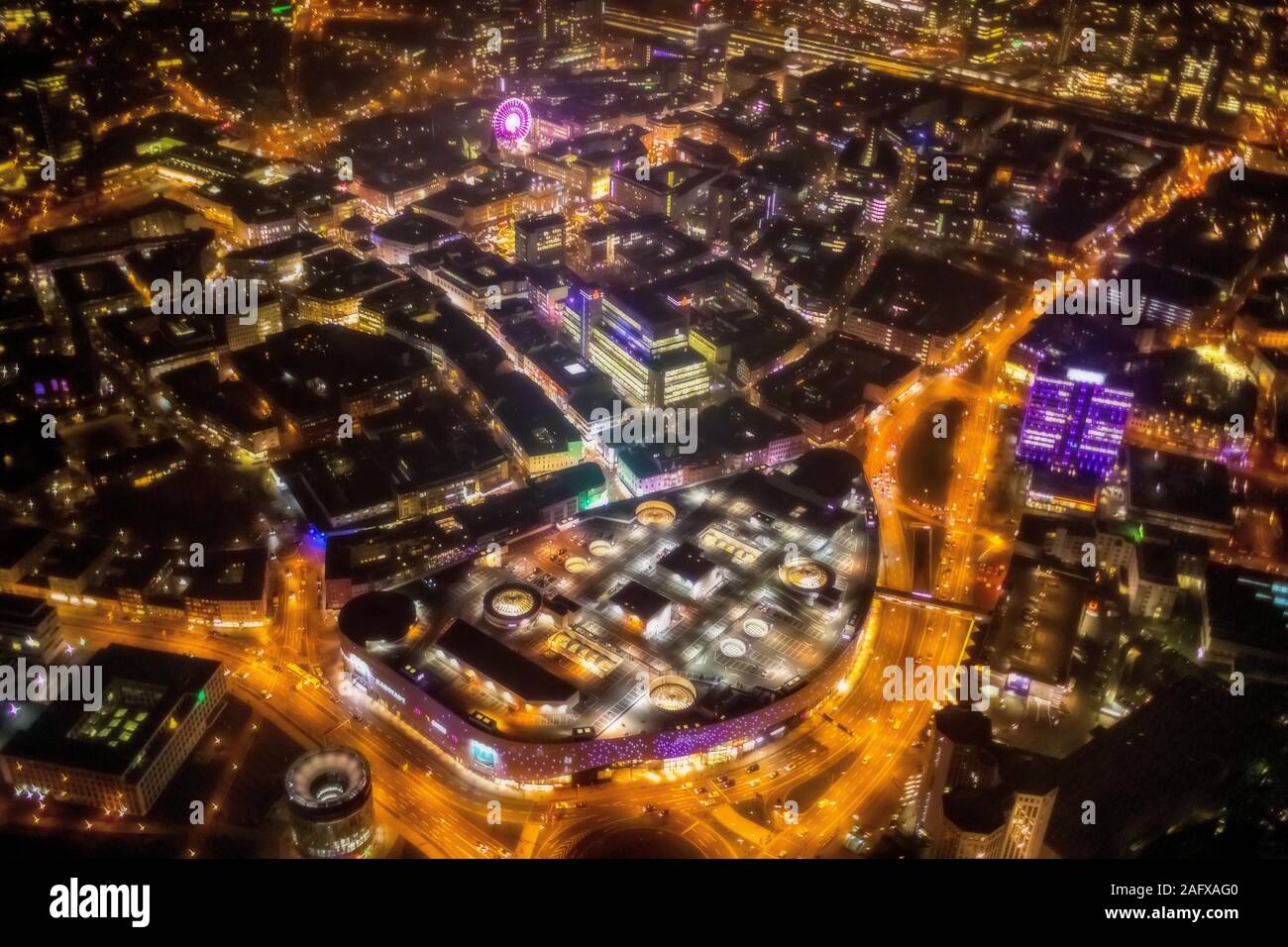 Luftbild von Essen City Center, Radio Media Center, Berliner Platz, in der Nähe von Einkaufszentrum Limbecker Platz, westlichen Viertel, Essen, Ruhrgebiet, N Stockfoto