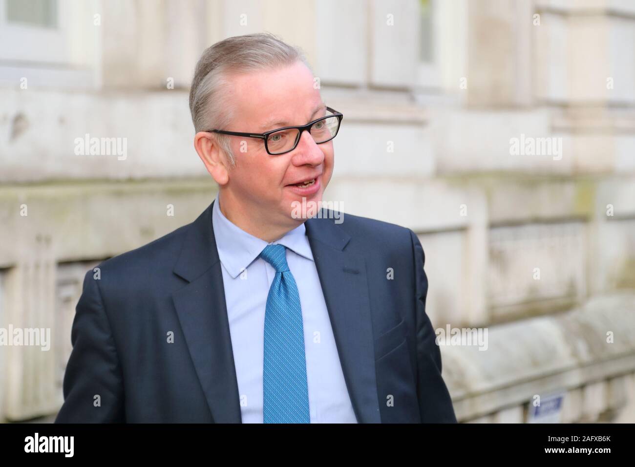 London, UK, 16. Dez 2019, Michael Gove kommt an das Cabinet Office im Whitehall nach dem ersten offiziellen Tag seit der Wahl. Quelle: Uwe Deffner/Alamy leben Nachrichten Stockfoto
