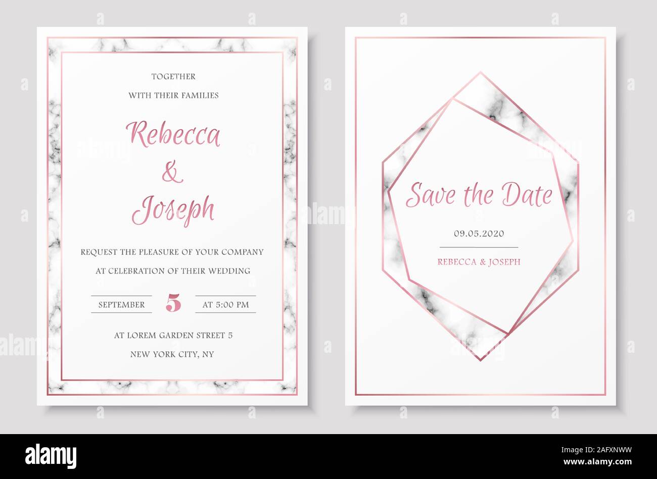 Hochzeit Einladung Sammlung mit dem Datum Karte vektor Vorlagen speichern. Stock Vektor