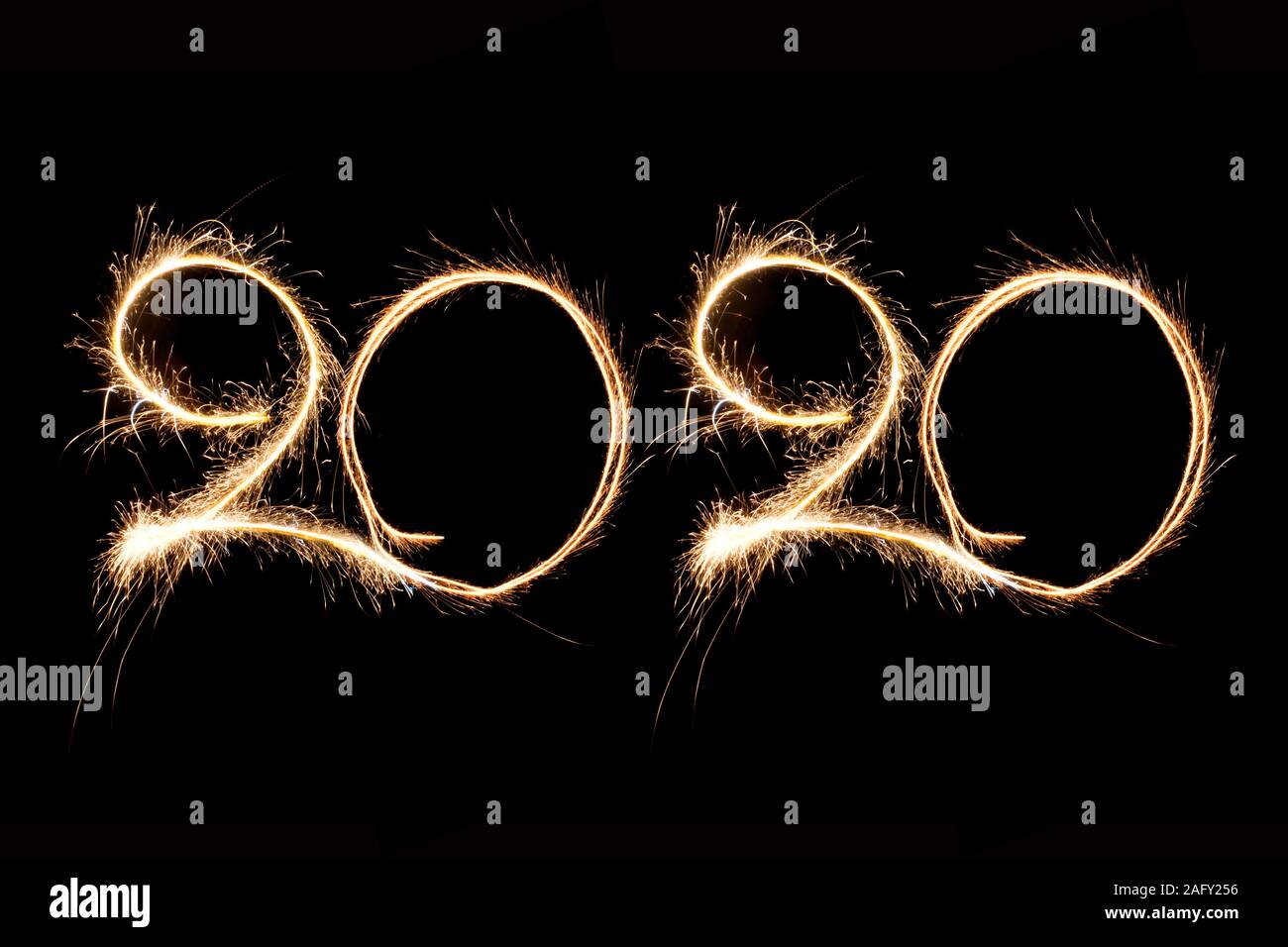 Frohes Neues Jahr 2020 Glitzereffekt Stockfoto