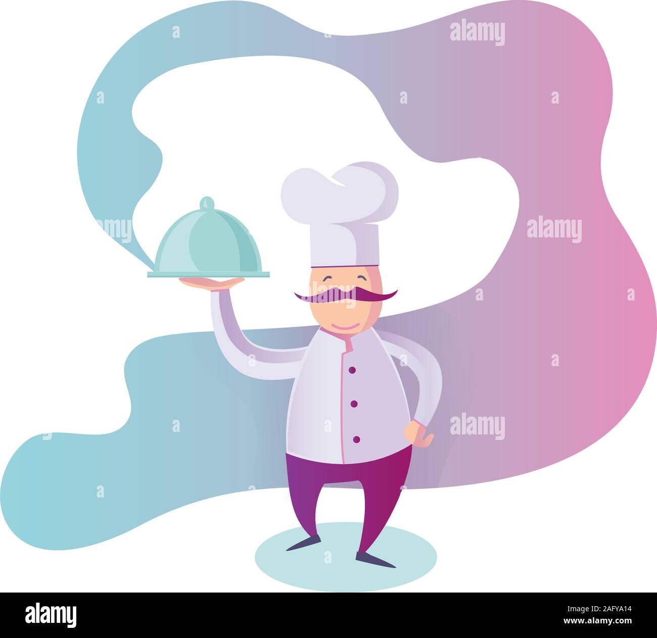 Flache Darstellung eines lustigen Italienischen Koch präsentiert seine Spezialität des Hauses Stock Vektor