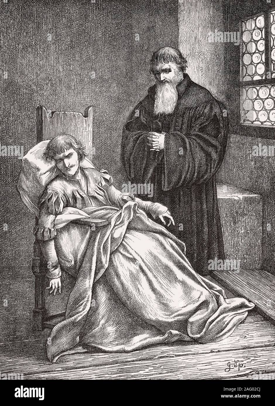 Tod von Ulrich von Hutten, Insel Ufenau im Zürichsee, 1523, deutscher Humanist Stockfoto