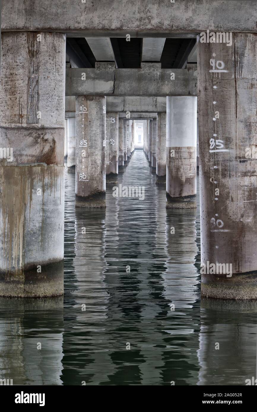 Unterstrukturen, die Bay Bridge, Texas, Stockfoto