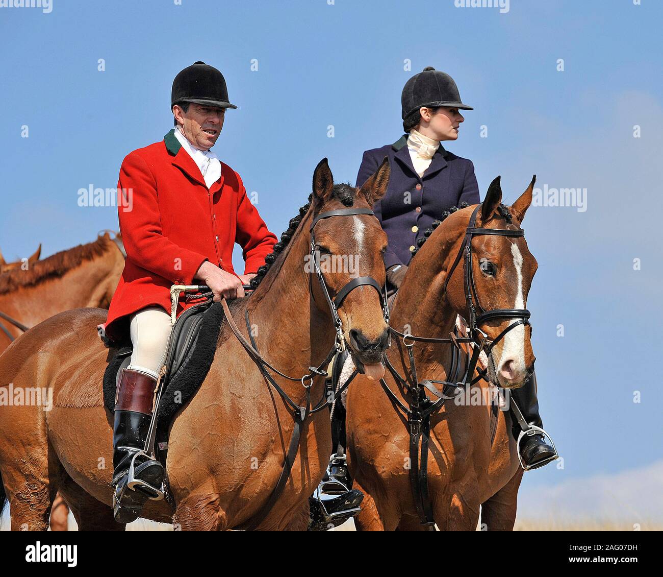 Zwei Jäger zu Pferd Stockfoto