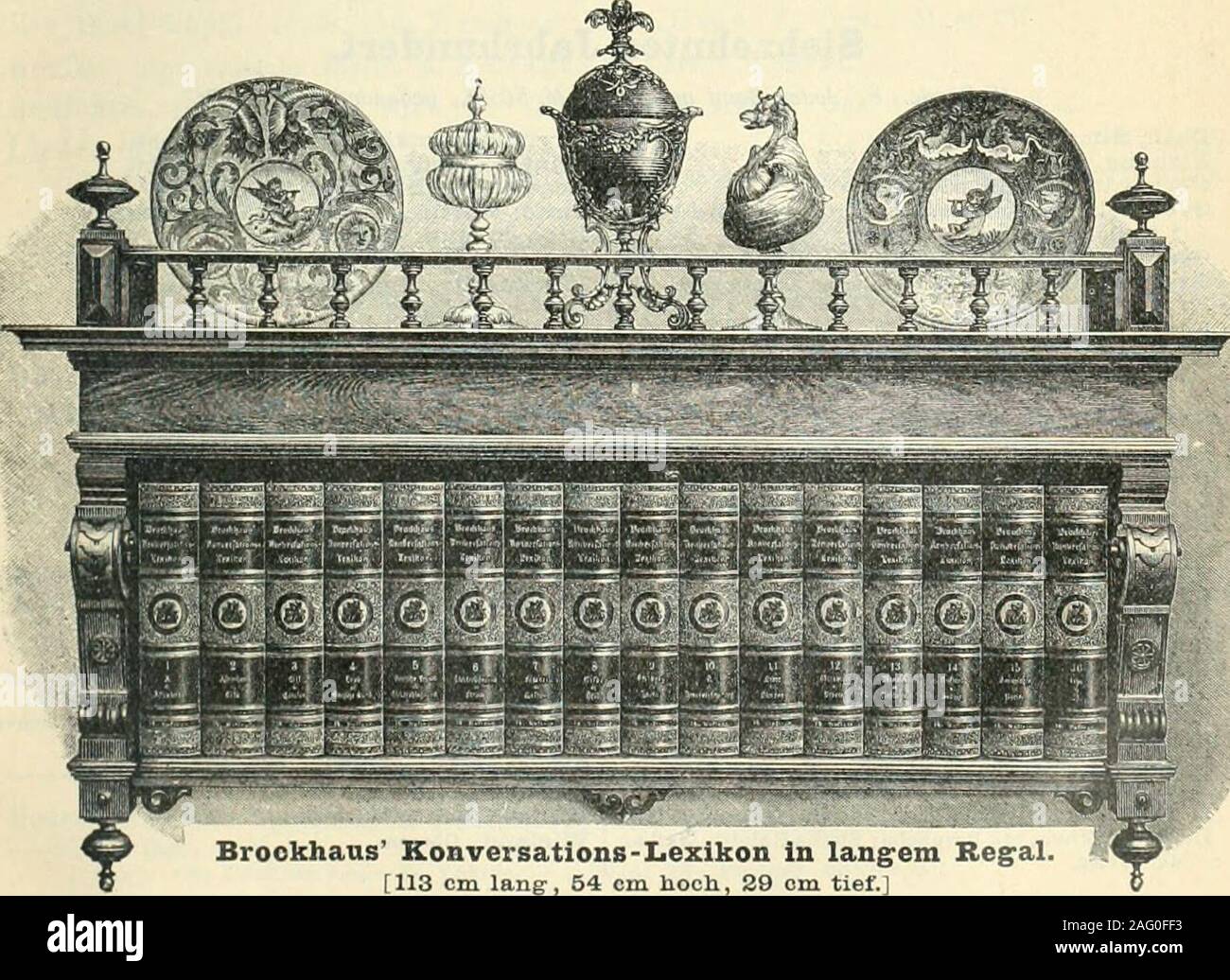 . Brockhaus' Konversations-Lexikon. Zauberstab - verwöhnen. In Bestellungm jeder andera Holzart undmit Glasthüren zu haben". Brockhaus Konversations-Lexikon in hohem Regal. [86 cm lan^, 75 cm hoch, 23 cm tief.]. Verlag von F.A.Brockhaus in LeipMg. Die deutsche Nationalliteratur. Die deutsche Nationalliteratur. Mit Einleitungen und Anmerkungen, Erotica. 19 Bände. 8. Jeder Band geheftet 3 M. 50 Pf., gebunden 4 M. 50 Pf. ErzäMungen und Schwanke. 2. Aufiage. Gottfried von Strassburg: Tristan. 2 Theile. 3. Aufl. Hartmann von Aue. 3 Theile. 3. Auflage. I. Erec der Wujideraere. II. Lipder. Erstes Büchlein. Zweites B Stockfoto