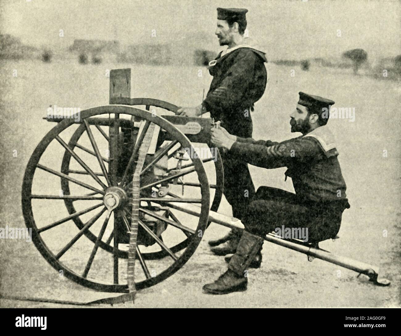 "Typen von Waffen - Maxim Gun", 1900. Von "Südafrika, Transvaal Krieg, Vol. II", von Louis Creswicke. [T. C.&amp; E.C.-Buchse, Edinburgh, 1900] Stockfoto