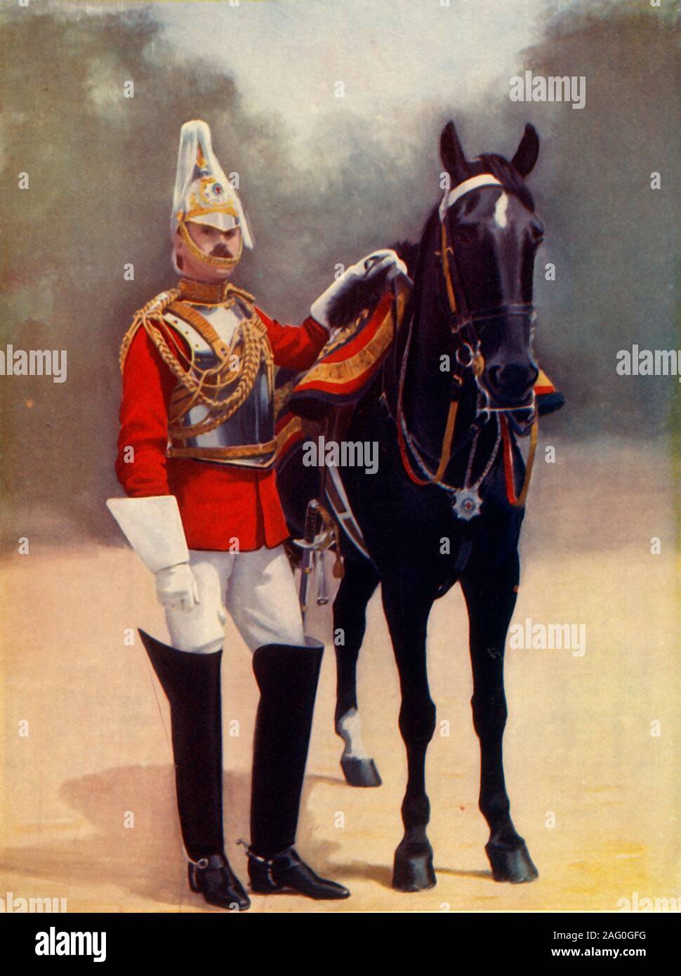 Haushalt Cavalry-Captain, 2 Life Guards", 1900. 2. Regiment des Lebens wachen war 2 Life Guards 1877 umbenannt und auf die Household Cavalry Composite Regiment trugen im Zweiten Burenkrieg. Von "Südafrika, Transvaal Krieg, Bd. III", von Louis Creswicke. [T. C.&amp; E.C.-Buchse, Edinburgh, 1900] Stockfoto