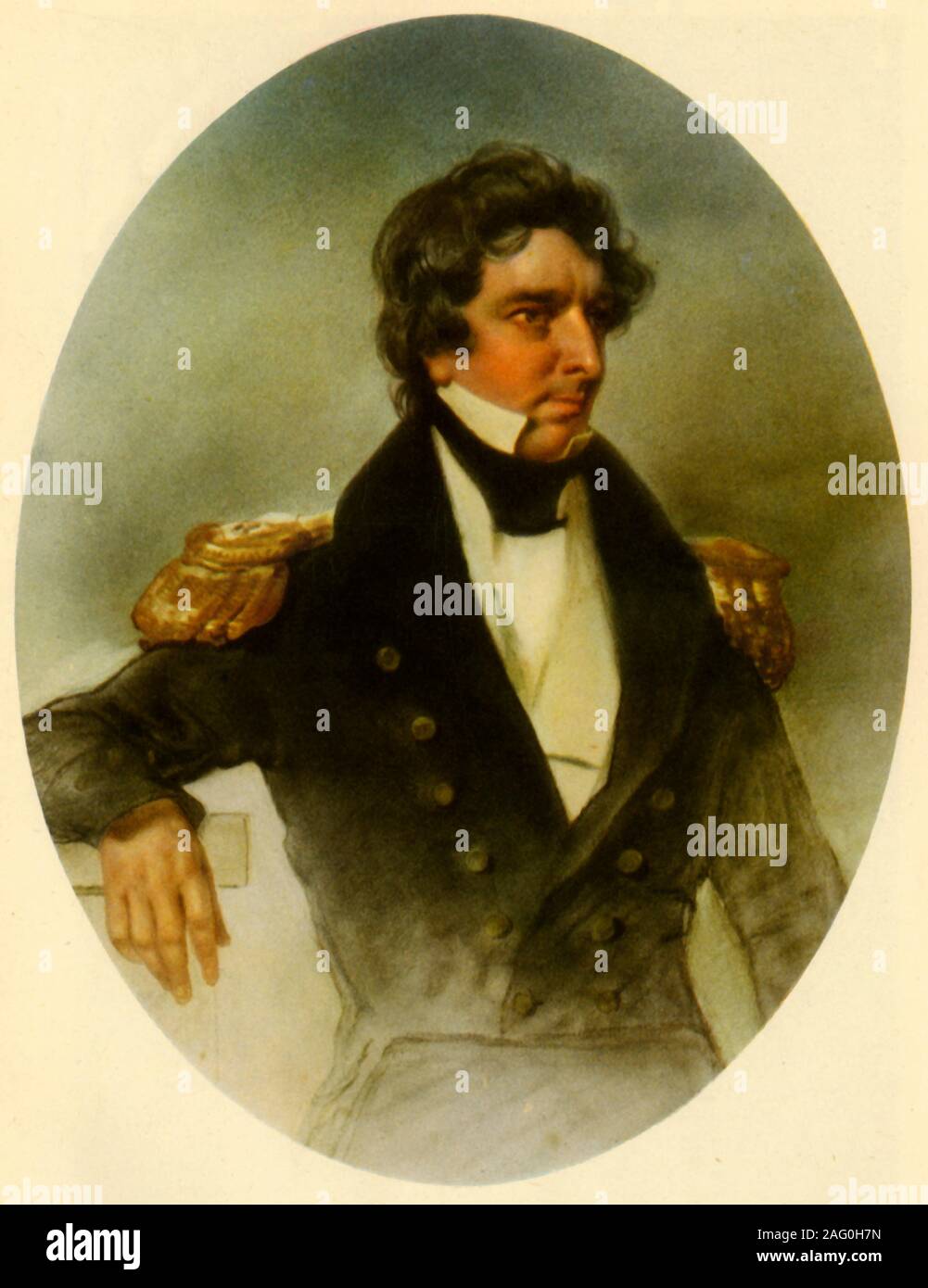 Sir James Clark Ross, (1946). Undatiertes Porträt britischer Marineoffizier und Polarforscher James Clark Ross (1800-1862). Er war ein Mitglied der Expeditionen in die Arktis, um mit seinem Onkel, Sir John Ross und Sir William Parry, der Versuch, die Nordwestpassage zu finden und im Norden der magnetischen Pole finden. Zwischen 1839 und 1843, Ross geboten "HMS Erebus und HMS Terror' auf einer Expedition in die Antarktis zu erkunden. Im Jahr 1848 machte er seine letzte Reise, die in der Arktis in einem erfolglosen Versuch, die fehlende Expedition von Sir John Franklin zu lokalisieren. Von "Britischen Polarforscher", von Admiral Sir Edward Stockfoto