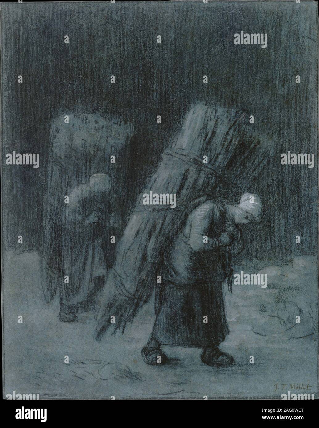 Frauen Reisigbündeln Durchführung, Ca. 1858. Stockfoto