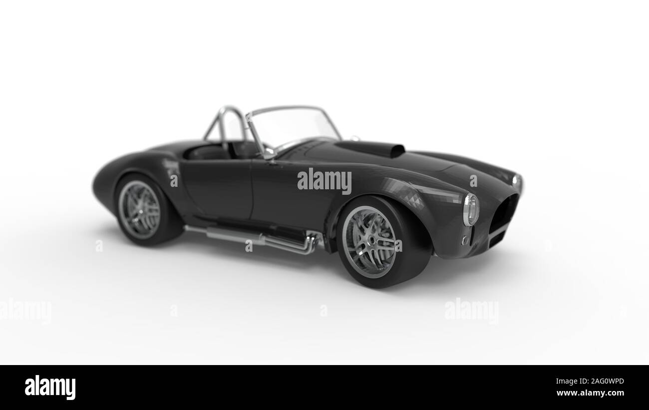 3D-Rendering für eine Oldtimer cabrio Sportwagen im Studio Hintergrund isoliert Stockfoto