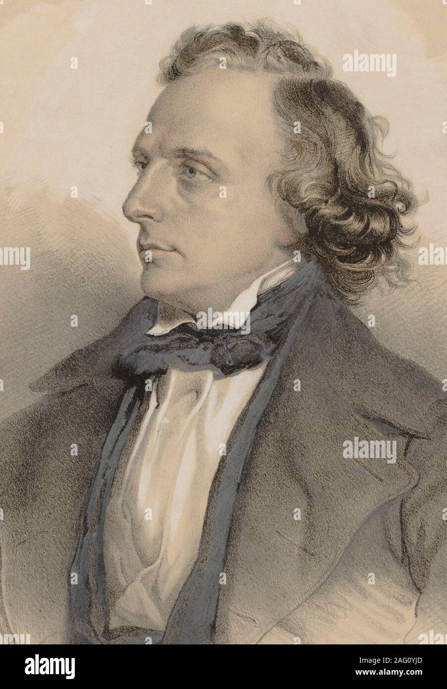 Portrait der Pianist und Komponist Henry Litolff (1818-1891), 1849. Private Sammlung. Stockfoto