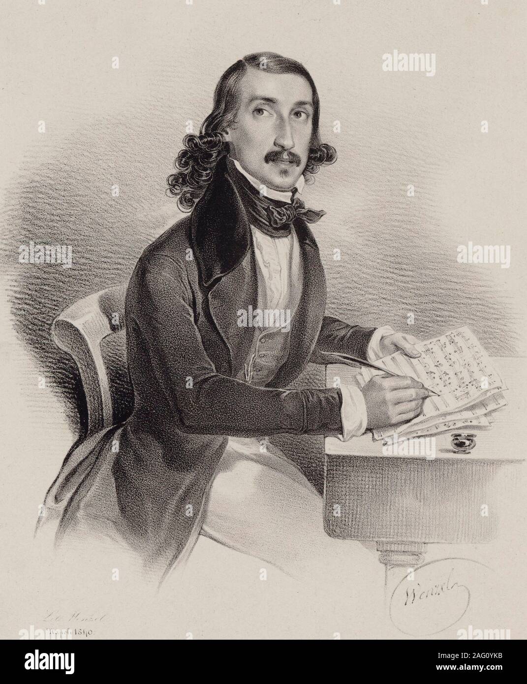 Portrait der Sänger und Komponist Giacinto Marras (1810-1883), 1840. Private Sammlung. Stockfoto Portrait der Sänger und Komponist Giacinto Marras (1810-1883), 1840. Private Sammlung. Stockfoto