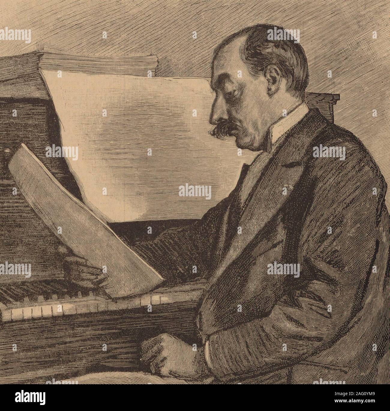 Porträt des Pianisten und Komponisten Andr&#xe9;Messager (1853-1929), 1891. Private Sammlung. Stockfoto