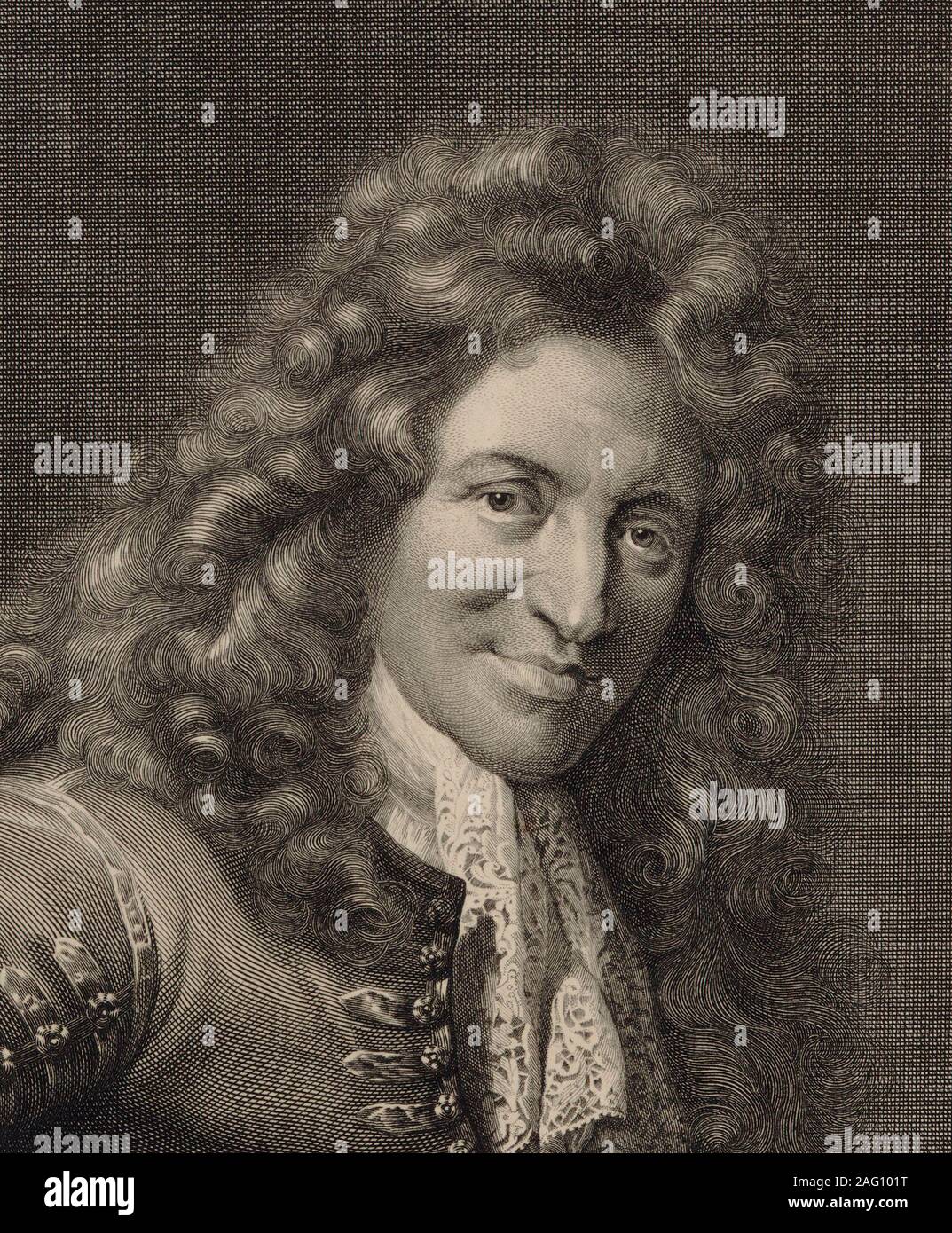 Portrait der Lautenist und Komponist Charles Mouton (C. 1626-1710), 1690. Private Sammlung. Stockfoto