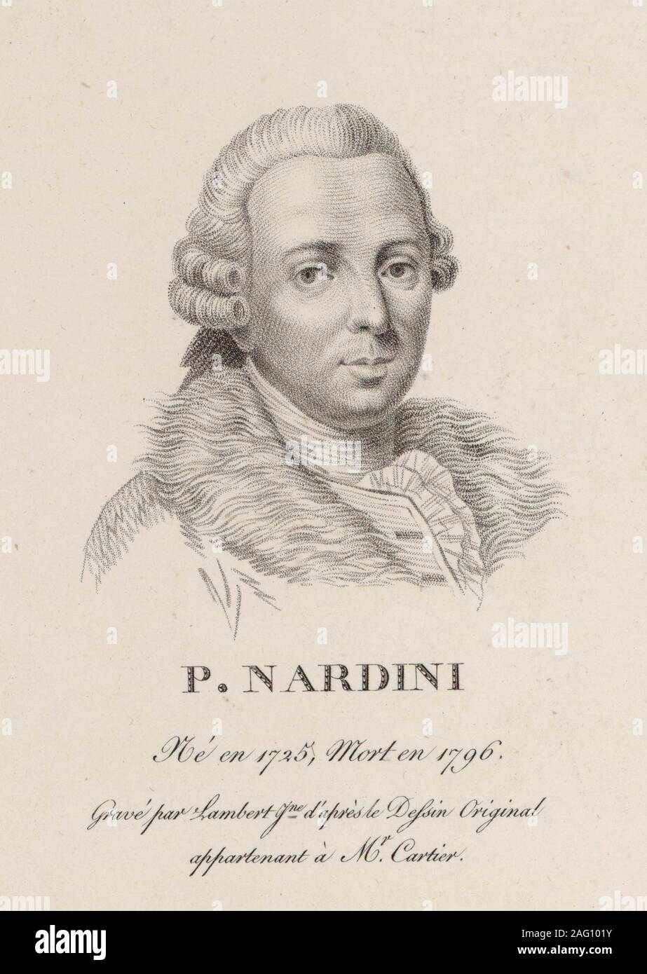 Portrait der Geiger und Komponist Pietro Nardini (1722-1793). Private Sammlung. Stockfoto