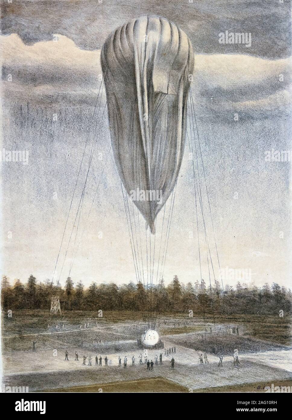 Die Stratosphäre Ballon, 1935. In der Sammlung des Staatlichen Museums gefunden - und das Ausstellungszentrum ROSIZO, Moskau. Stockfoto