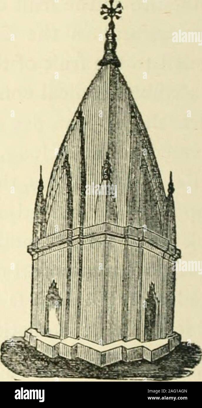 . Indo-Aryans: Beiträge zur Aufklärung von ihren antiken und mittelalterlichen Geschichte. Nr. 9, rrimitive Bennre.- Tempel. Nr. Io, typische Benares Tempel. Zwei Exemplare von dieser Form der Tempel sind über verschiedene Arten von tern gezeigt - (Holzschnitte, Nr. 9. und lO). Der erste Kuchen verglichen. (] S [o. 9) ist von einem bcen Ori ginal kopiert - in der Nähe von atBenares Visvesvaras Tempel. Es ist die einfachste Art, und hat ein perfectlyplain Turmspitze. Die zweite (Nr. 10) Hat die Oberflächen der Wände [59] Stockfoto