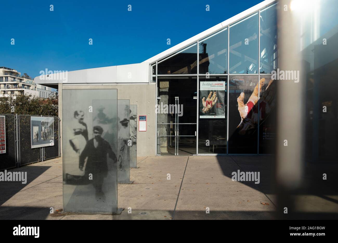 Lyon, Frankreich, Europa, 6. Dezember 2019, mit Blick auf das Institut Lumière Kino, Archiv und Museum Complex Stockfoto