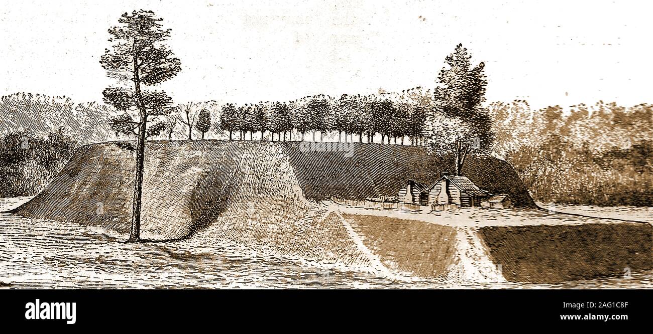 1909 Illustration - n-ten American primitive Mounds - Die De Soto Damm in Jefferson County, USA, wie es damals war Stockfoto